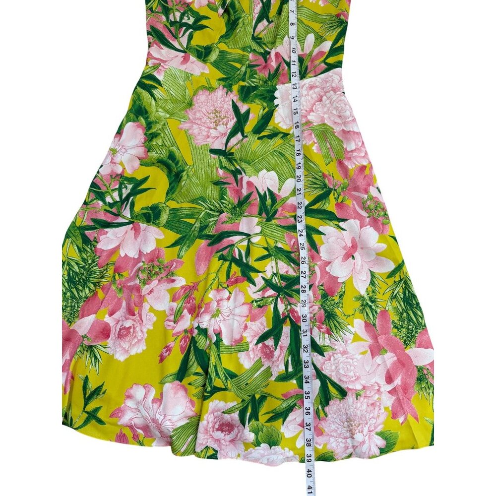 Natori Passion Peony Floral Halter Dress Tropical Green Pink Womens Size 6 NEW - Picture 6 of 7